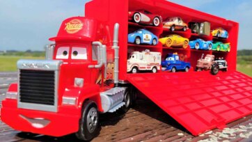 Big Red Toy Truck Adventure with Colorful Cars - Fun Playtime for Kids