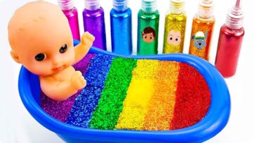 Rainbow Glitter Colors with Baby Doll - Learning Colors for Toddlers